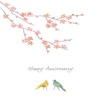 Holy Mackerel blossom anniversary card - designed by Eloise Hall - 15.7 x 11cm and blank inside