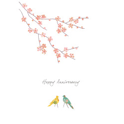 Holy Mackerel blossom anniversary card - designed by Eloise Hall - 15.7 x 11cm and blank inside