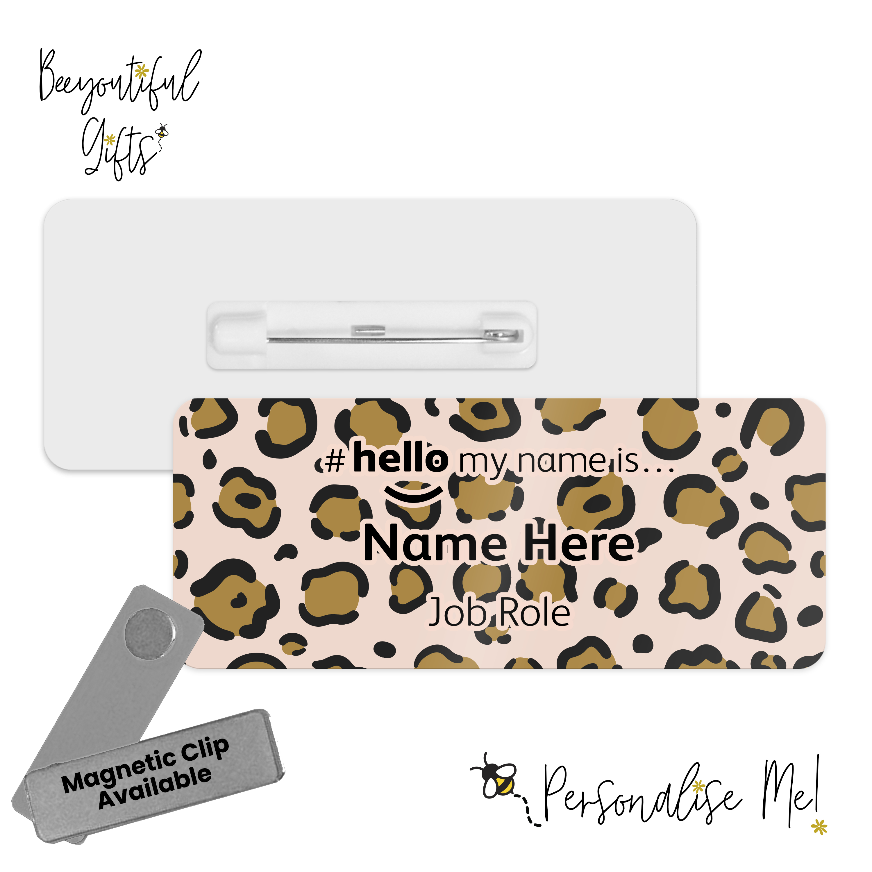 Name Badge & Metal ID Reel - Cute Easter Pattern Hello My Name is