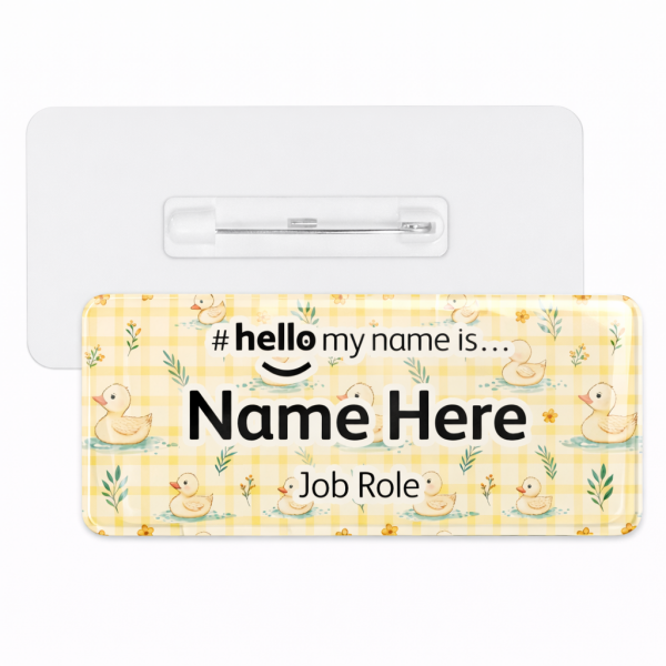 #hello my name is... Name Badge - Pastel Gingham Ducks