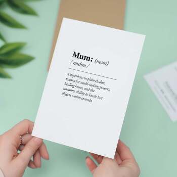 Birthday Card For Mum Fun Dictionary Quote Card For Mum Custom Message Card For Mum Birthday Card For Mummyy