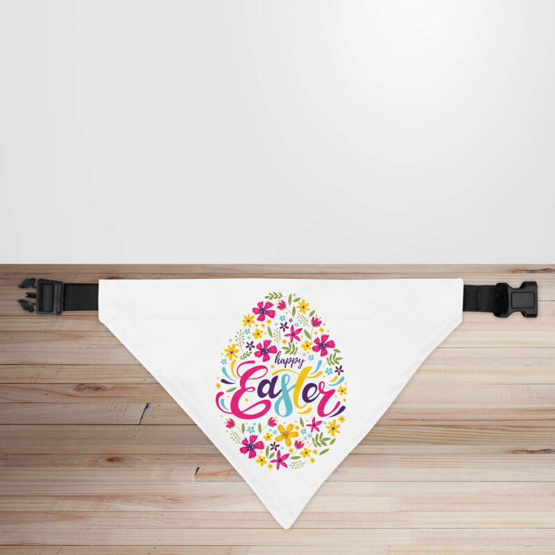 Floral Inspired 'Happy Easter' Dog/Puppy Bandana - Small - 12x17cm (Strap: 25cm - 40cm)