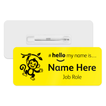 #hello my name is... Name Badge - Classic Yellow - Monkey