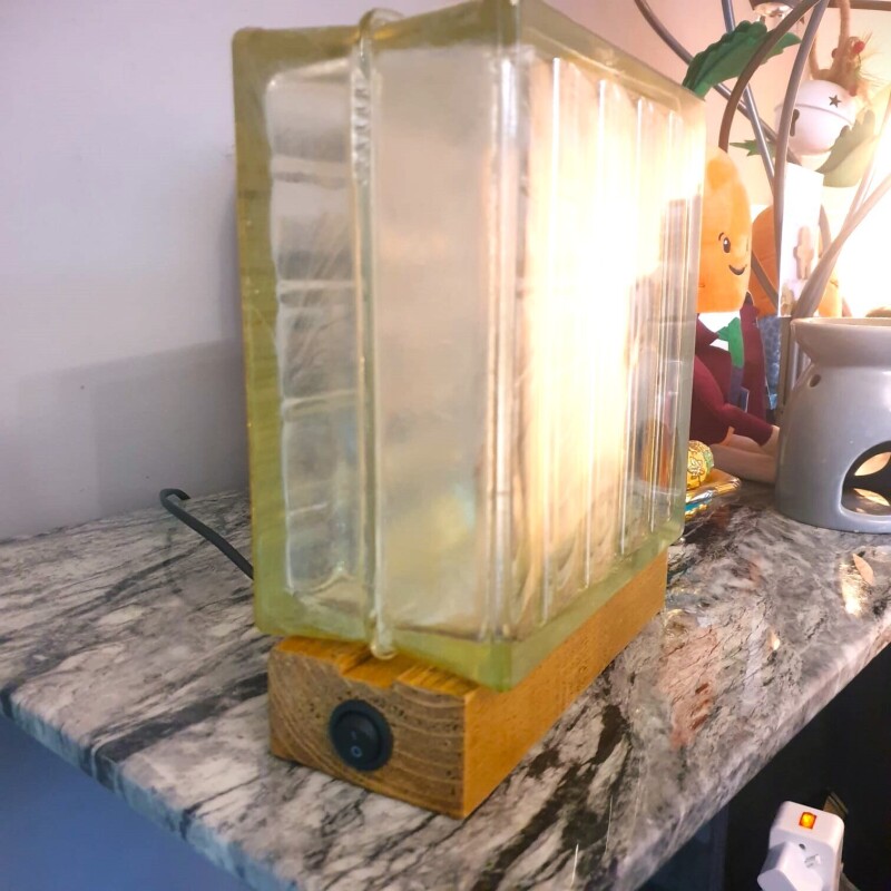 Vintage Architectural Retro Glass Block lamp