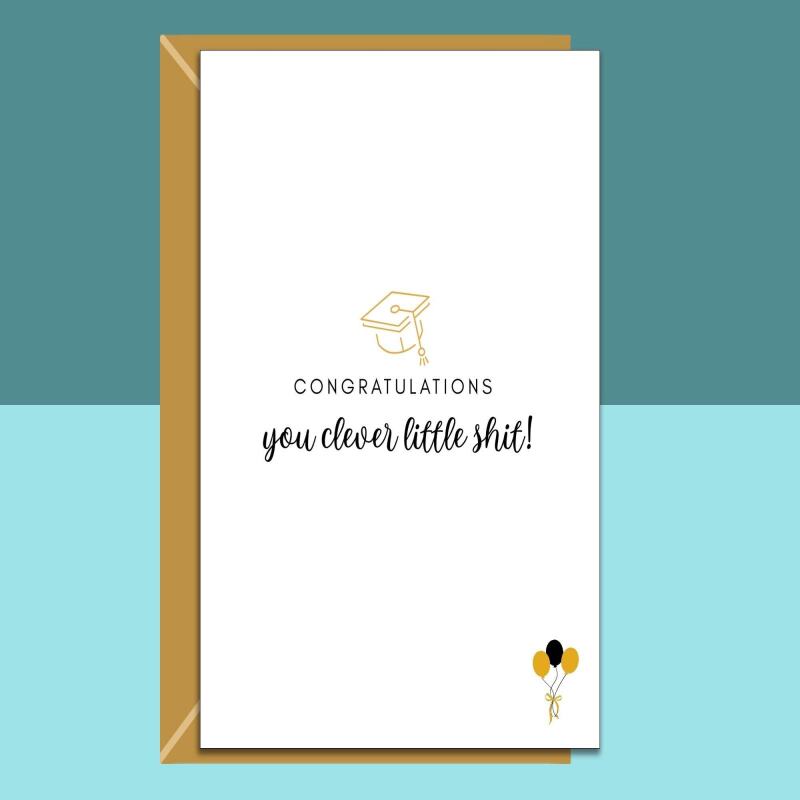 Funny Graduation Card - For Him or For Her - Personalised inside or blank - For University, College, PHD, Law School or more - Graduate Gift - Blank inside - Regular - Matte