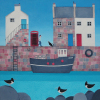 Holy Mackerel the world is our oyster nature themed art card for him or her - designed by artist Ailsa Black - 15cm square and blank inside for your message