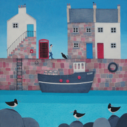 Holy Mackerel the world is our oyster nature themed art card for him or her - designed by artist Ailsa Black - 15cm square and blank inside for your message