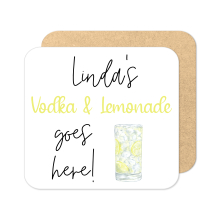 Personalised Drinks Coaster - Name's Vodka & Lemonade Goes Here!