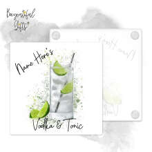 Personalised Vodka & Tonic Glass Coaster with Splash Effect