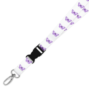 Double Breakaway Lanyard - Purple Watercolour Butterfly