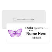 #hello my name is... Name Badge - Watercolour Purple Butterfly