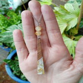 Citrine Bead, Wood & Resin Charm Necklace 