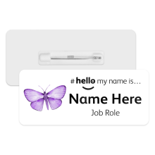 #hello my name is... Name Badge - Purple Watercolour Butterfly