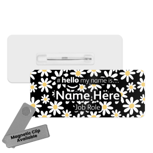 Name Badge - Daisies Hello My Name is... - Black