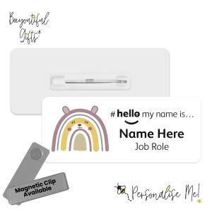 Name Badge - Boho Animal Rainbow Hello My Name is... - Bear