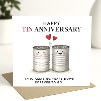 10 Year Anniversary Card, Tin Anniversary Card