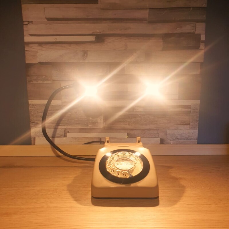 The 1970s GPO 746 Rotary Dial Telephones in Vintage Green & Brown, with black rims.