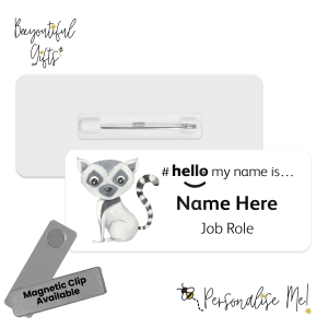 Name Badge - Watercolour Tropical Animal Hello My Name is... - Lemur