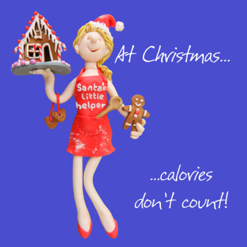 Calories Don't Count Christmas Greeting Card One Lump or Two Holy Mackerel Cards