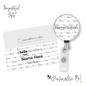 #hello my name is... Name Badge & Metal ID Reel - Handwritten Love