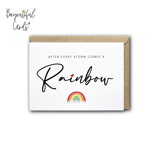 Pregnancy Announcement Card - After Every Storm Comes a Rainbow - Small (A6)