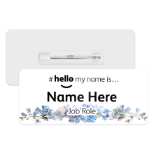 #hello my name is... Name Badge - Forget Me Nots Border