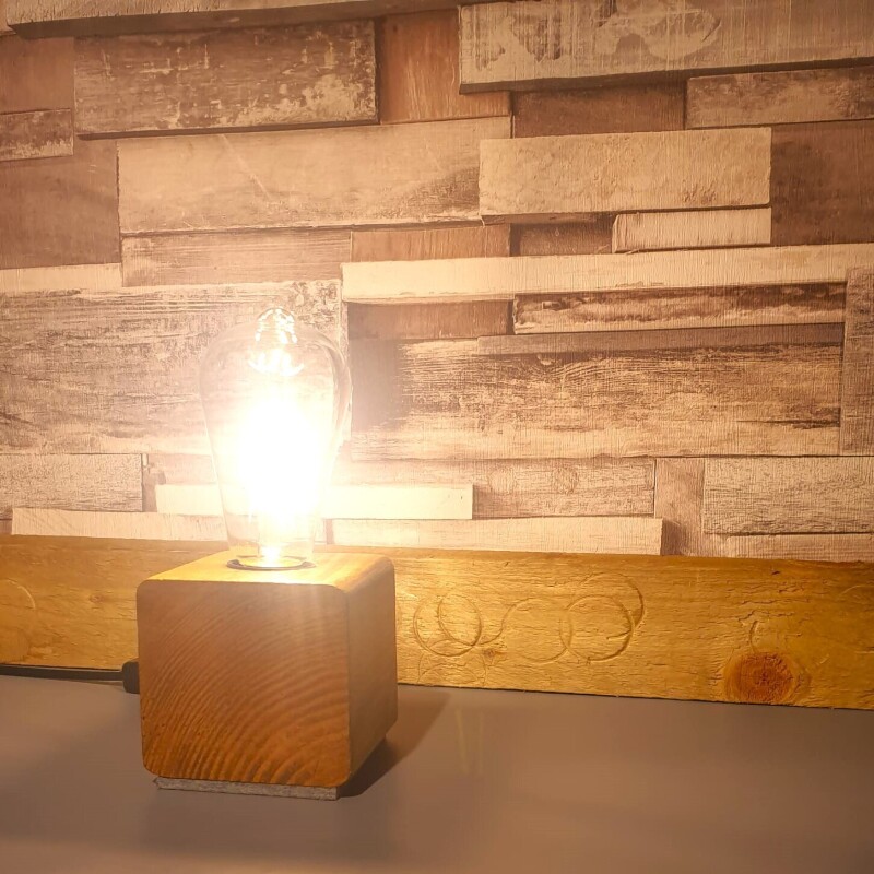 Buy2get3rd free - Small - Rustic Industrial Lamp Inset - Reclaimed Wood - Quirky Square Rectangle - Desk Lamp Table Lamp - Bedside Lamp - Man/She Cave - Handmade