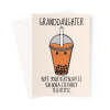 Granddaughter Birthday Card - Cute Bubble Tea - A5 Portrait - 1 Card