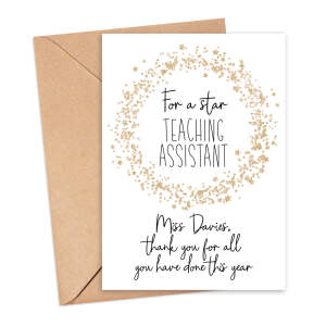 Personalised Thank You Teacher Card - For A Star Teaching Assistant