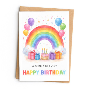 Birthday Card - Wishing You A Very Happy Birthday Rainbow