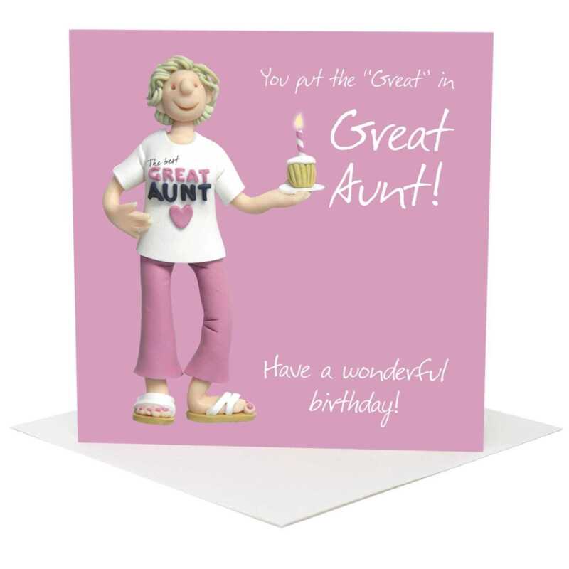 Great aunt birthday card for her - designed by Erica Sturla - 15cm square and blank inside, made in the UK