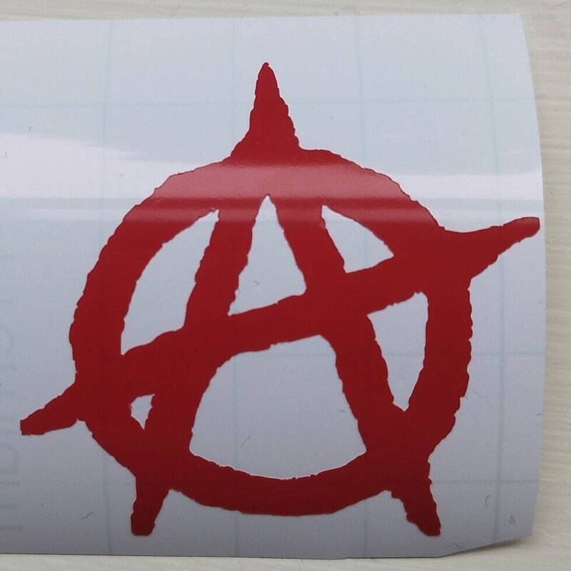 Vinyl Matt Red & Matt Black Anarchy Stickers - 5 - Black