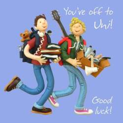 Off to Uni Good Luck Greeting Card One Lump or Two Holy Mackerel Cards
