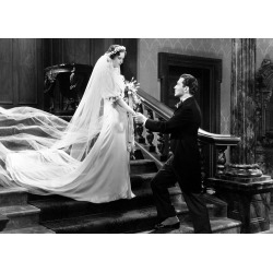 Holy Mackerel wedding day retro black and white photographic card featuring a vintage image of a bride and groom holding hands - 12.6 x 17.7cm and blank inside