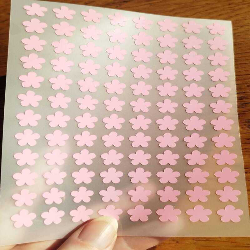 1cm Flower Stickers, 70's hippy style flower stickers - Pink