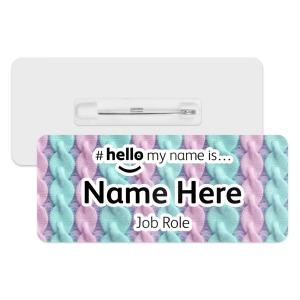 #hello my name is... Name Badge - Pastel Knitted Pattern