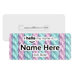 #hello my name is... Name Badge - Pastel Knitted Pattern