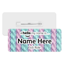#hello my name is... Name Badge - Pastel Knitted Pattern
