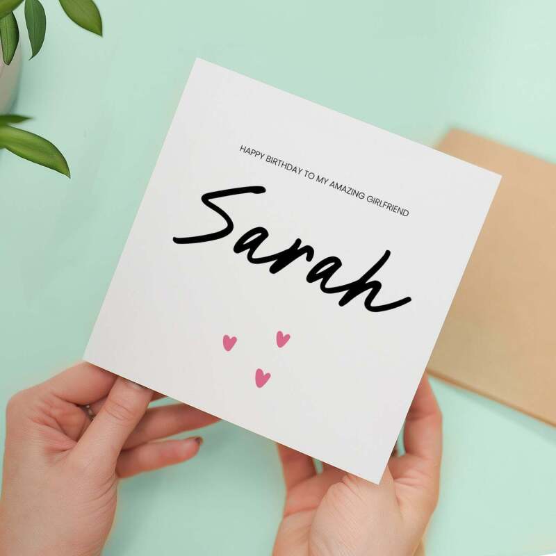 Personalised Birthday Card For Girlfriend Happy Birthday Card For Girlfriend Custom Card For Girlfriend Amazing Girlfriend Birthday Card - Square (5.5x5.5) / Blank Inside