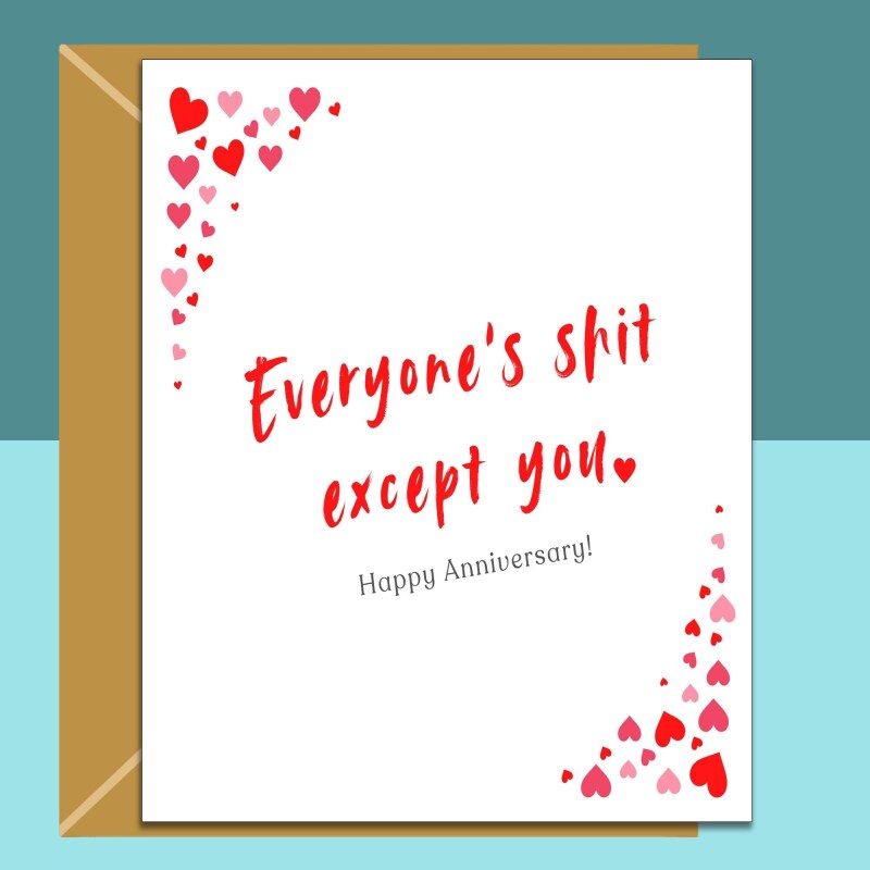 Funny Personalised Anniversary Card - For Boyfriend, Girlfriend, Husband, Wife - Ideal Cheeky Rude Wedding or Relationship Anniversary Card - Blank inside - Regular - Matte