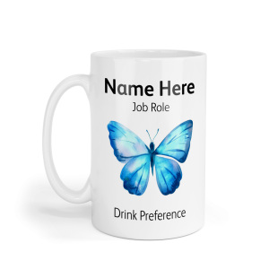 Personalised Ceramic Mug - Watercolour Blue Butterfly