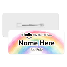 #hello my name is... Name Badge - Watercolour Rainbow