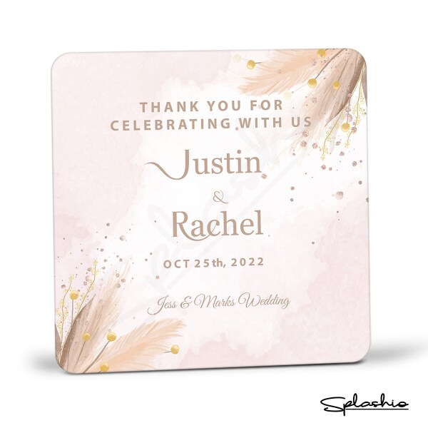 Wedding Favour Coaster For Guests - Pink & Gold