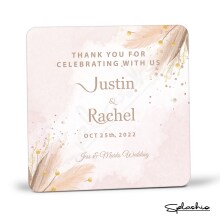 Wedding Favour Coaster For Guests - Pink & Gold