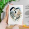 Anniversary Card For Husband Card for Anniversary Card For Wife Owl Anniversary Card For Couple Engagement Card For Couple Wedding Card - Large (5x7) / Blank Message