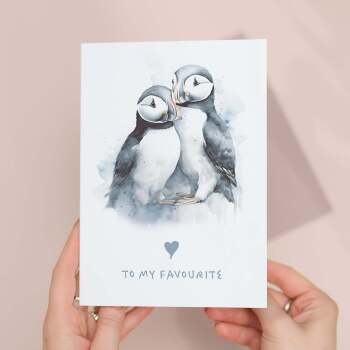 Anniversary Card for Her or Him Anniversary Card for Wife Anniversary Card For Husband Boyfriend or Girlfriend Puffin Card