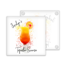 Personalised Tequila Sunrise Glass Coaster with Splash Effect