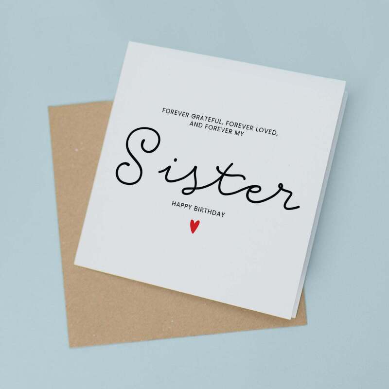 Sister Birthday Card For Her, My Sister Birthday Card, Birthday Gift For Sister, Sister Birthday Gift, From Sibling - Square (5.5x5.5) / Blank Inside