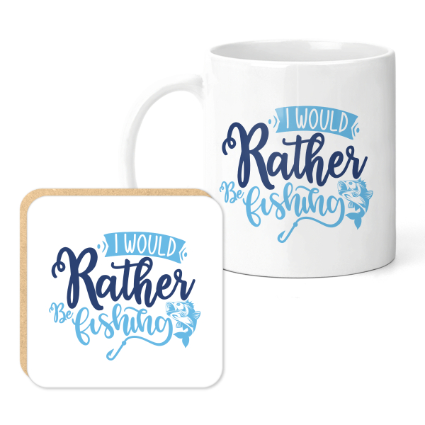 Fishing Mug & Coaster Set - I Would Rather Be Fishing