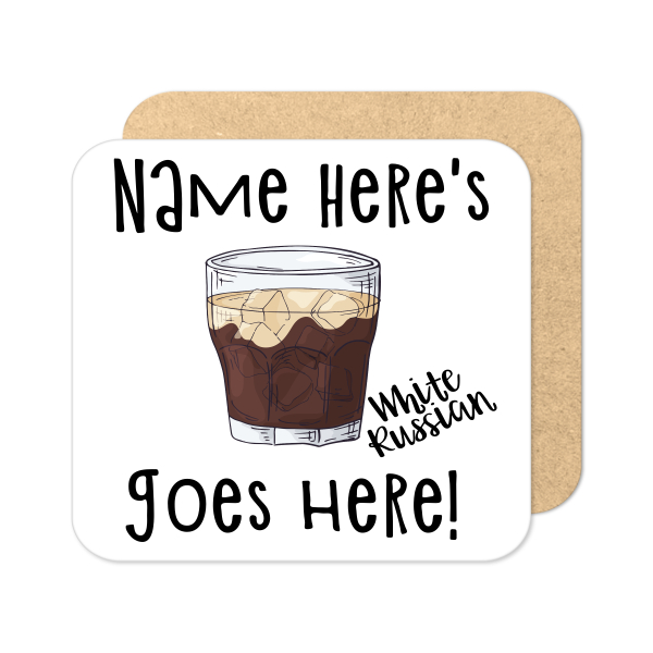 Personalised Cocktail Coaster - Hand Drawn White Russian